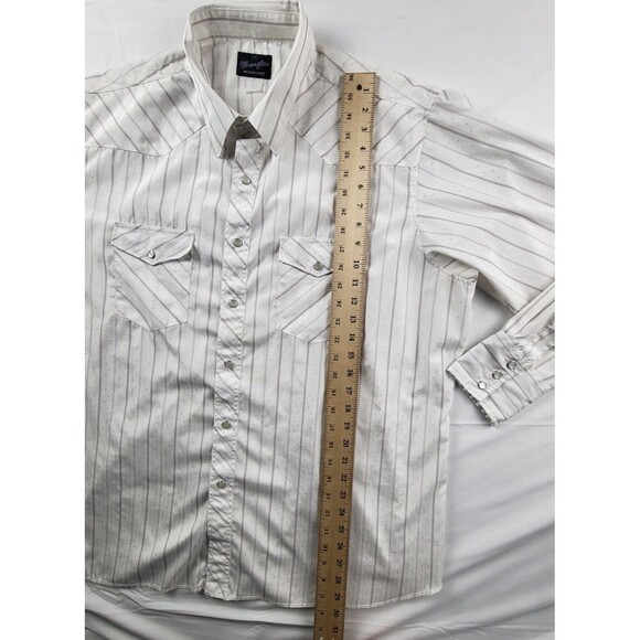 Vintage Wrangler Western Shirt Mens XXL Pearl Snap Button Down White Striped - Picture 7 of 7